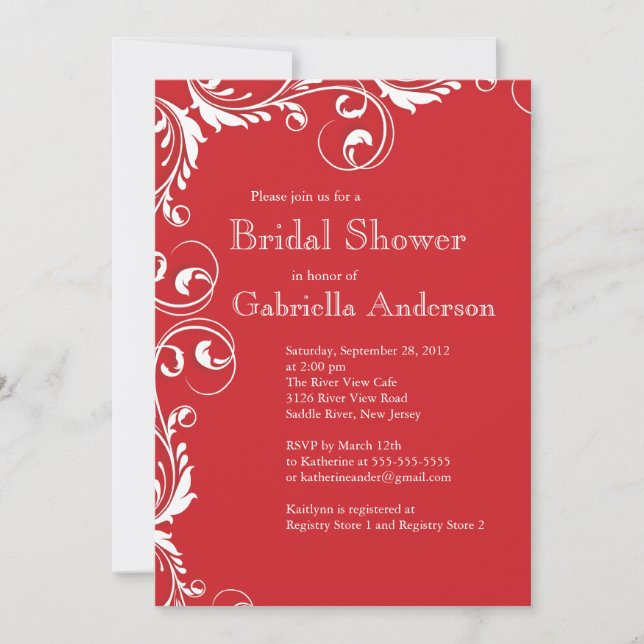 Modern Elegance Red Bridal Shower Invitation (Front)
