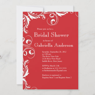 Modern Elegance Red Bridal Shower Invitation