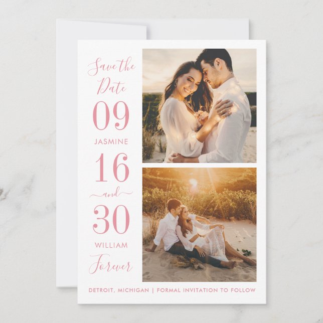 Modern Elegance Rose Pink Wedding Photo Save The Date (Front)