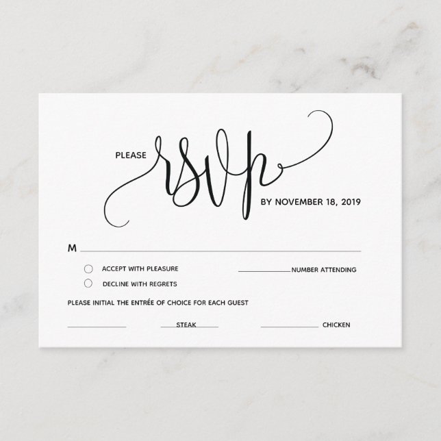Modern elegance RSVP (Response) Enclosure Card (Front)