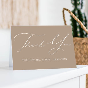 Modern Elegance Taupe Wedding Thank You Card