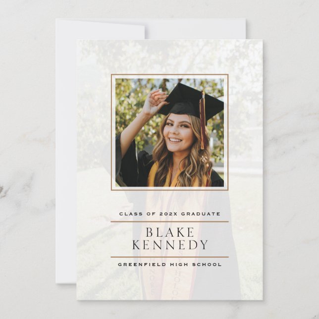 Modern Elegance Vellum Framed Grad Announcement (Front)
