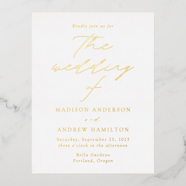 Modern Elegance Wedding Foil Invitation Postcard (Front)