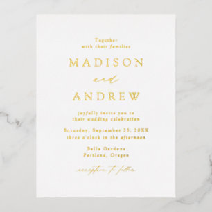 Modern Elegance Wedding Foil Invitation Postcard