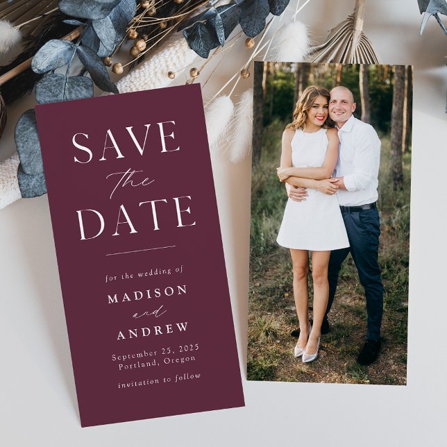 Modern Elegance Wine Photo Save the Date (Creator Uploaded)