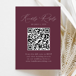 Modern Elegance Wine QR Code RSVP Enclosure Card