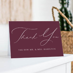 Modern Elegance Wine Wedding Thank You Card