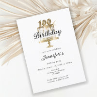Modern, elegant 100. Birthday invitation