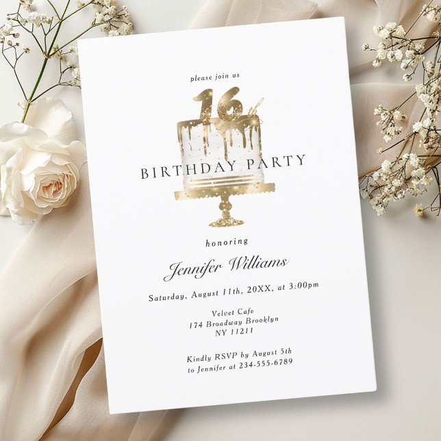 Modern, elegant 16. birthday invitation (Modern, elegant 16. birthday invitation)