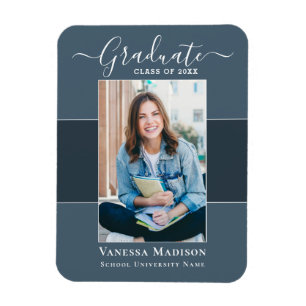 Modern   Elegant 1 Photo Grad Announcement Magnet
