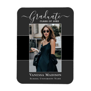 Modern Elegant 1 Photo Grad Announcement Magnet
