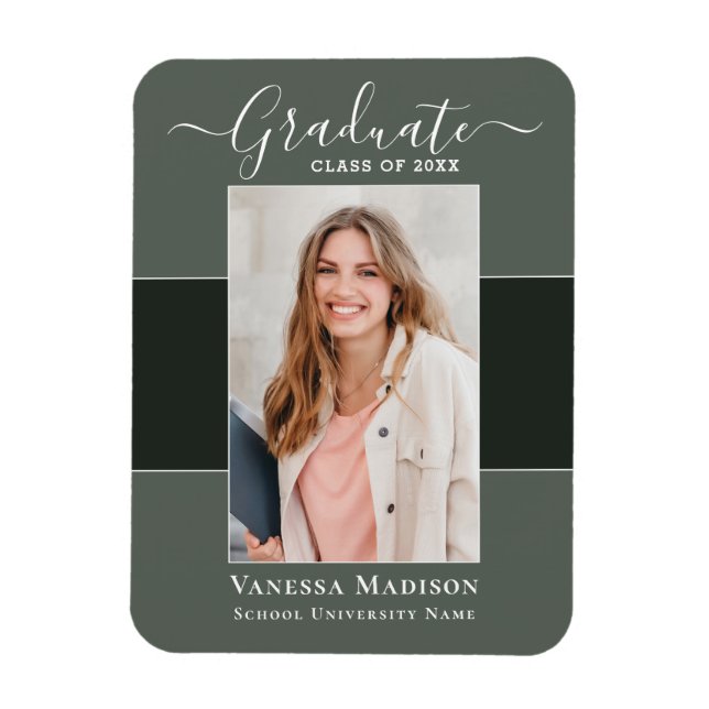 Modern | Elegant 1 Photo Grad Announcement Magnet (Vertical)