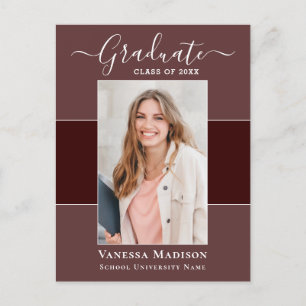 Modern   Elegant 1 Photo Graduation Announcement Postcard