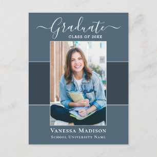 Modern   Elegant 1 Photo Graduation Announcement Postcard