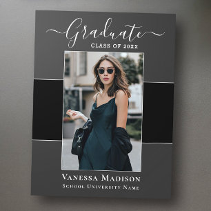 Modern   Elegant 1 Photo Graduation Announcement Postcard
