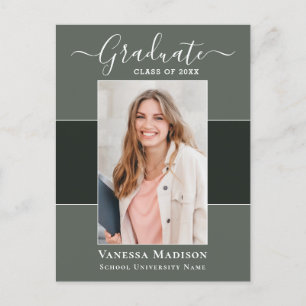 Modern   Elegant 1 Photo Graduation Announcement Postcard