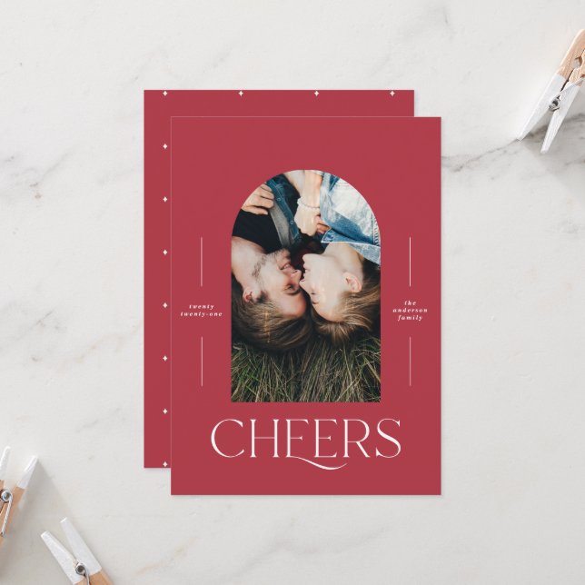 Modern elegant 1 photo typography red christmas (Front/Back In Situ)