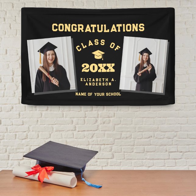 Modern Elegant 2024 Graduate 2 Photo Graduation Banner (Creator Uploaded)