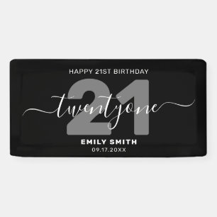 Modern Elegant 21st Birthday Banner