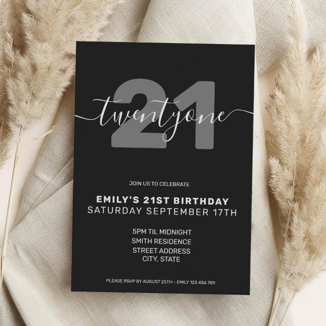 Modern Elegant 21st Birthday Invitation (Creator Uploaded)