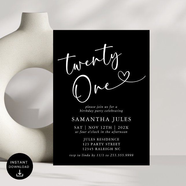 Modern Elegant 21st Birthday Party Invitation (Creator Uploaded)