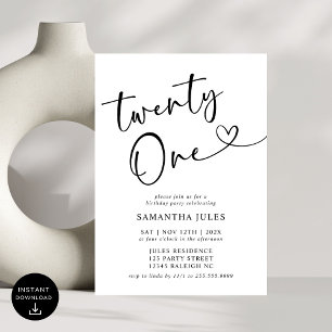 Modern Elegant 21st Birthday Party Invitation