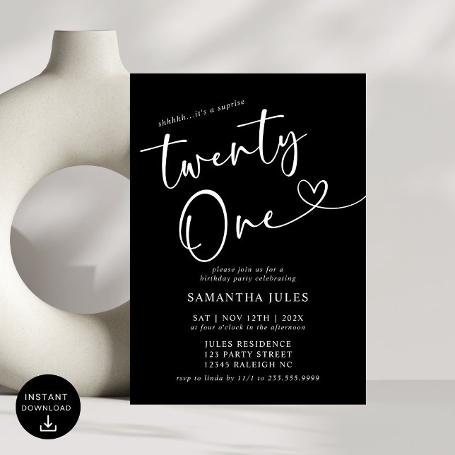 Modern Elegant 21st Birthday Party Invitation (Creator Uploaded)