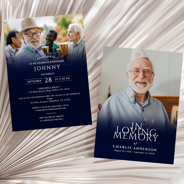 Modern Elegant 2-Photo Funeral/Memorial Service In Invitation (Creator Uploaded)