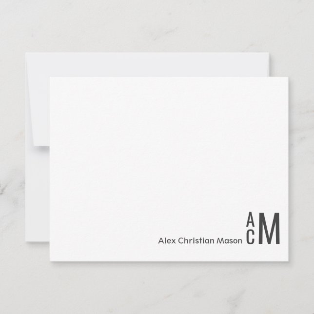 Modern Elegant 3 Monogram Initial Boho Rustic Card (Front)