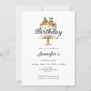 Modern, elegant 45. Birthday invitation