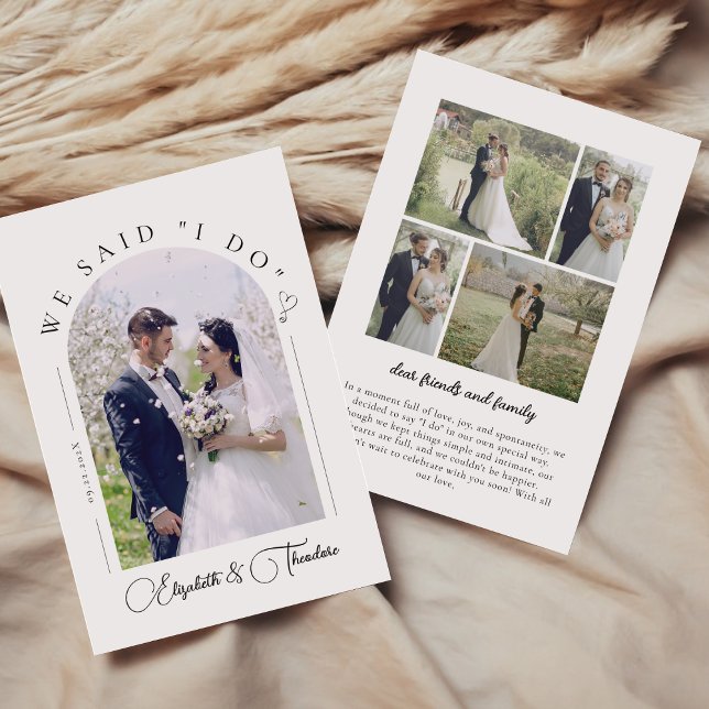 Modern Elegant 4 Photo Elopement Announcement Card (Creator Uploaded)