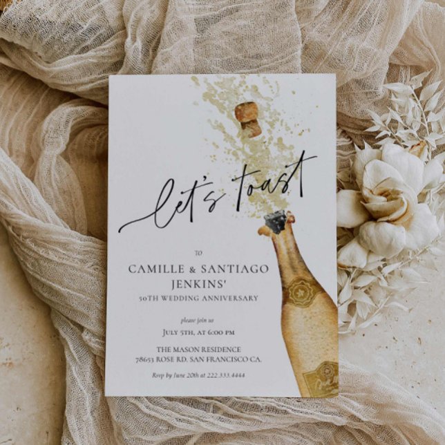 Modern Elegant 50th Wedding Anniversary Invitation (Elegant Wedding Anniversary Invitation )