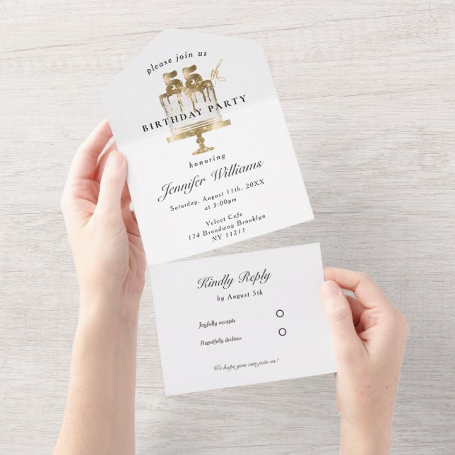 Modern, elegant 55. all in one invitation (Tearaway)