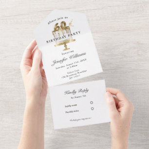Modern, elegant 60. all in one invitation