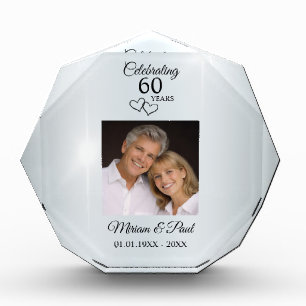 Modern Elegant 60th Anniversary Photo Keepsake Block