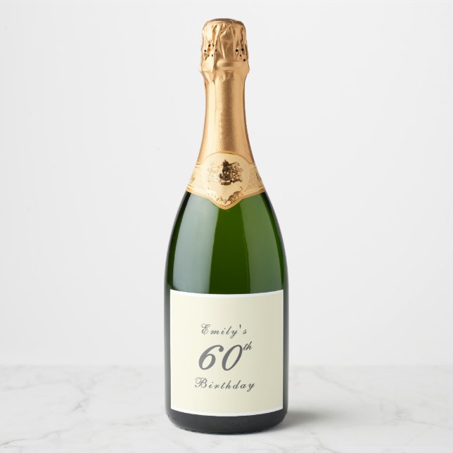 Modern Elegant 60th Birthday Party Sparkling Wine Label (Front)
