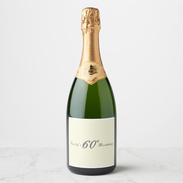 Modern Elegant 60th Birthday Party Sparkling Wine Label (Front)