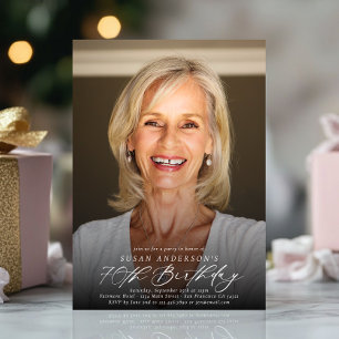 Modern Elegant 70th Birthday Party Photo Invitation