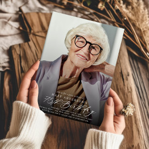 Modern Elegant 75th Birthday Party Photo Invitation