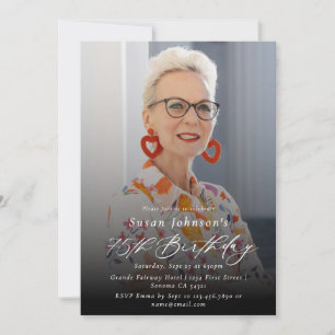 Modern Elegant 75th Birthday Party Photo Invitation