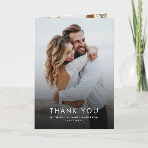 Modern Elegant 7-Photo Wedding Thank You Card