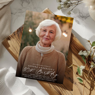 Modern Elegant 80th Birthday Party Photo Invitation