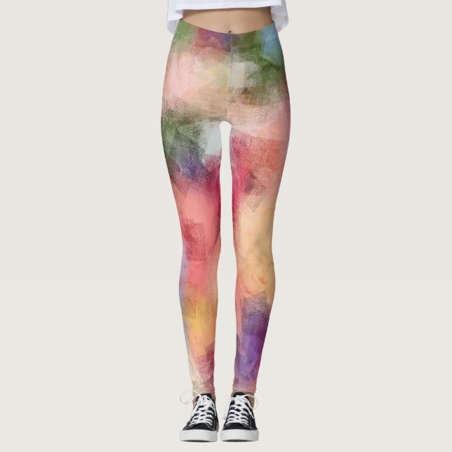 Modern Elegant Abstract Art Design Colourful Leggings (Front)