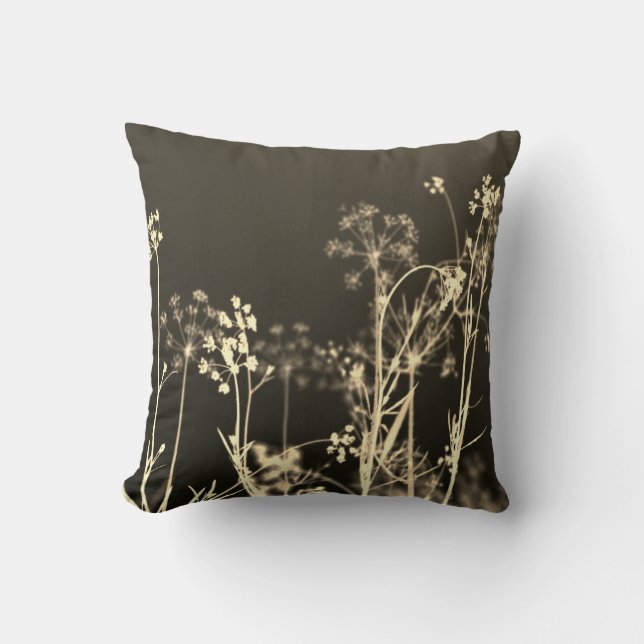 Modern Elegant Abstract Beige Brown Floral  Cushion (Front)