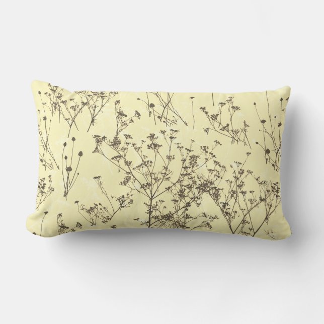 Modern Elegant Abstract Beige Cream Wildflowers  Lumbar Cushion (Front)