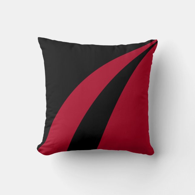 Modern elegant abstract black and burgundy waves cushion (Front)