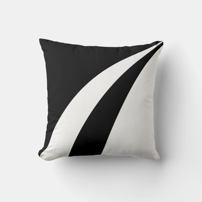 Modern elegant abstract black & white waves cushion (Front)
