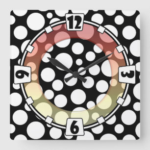 Modern, elegant, abstract, decorative, clock, colo square wall clock