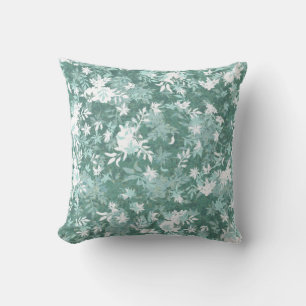 Modern Elegant Abstract Teal Marigold Flowers Cushion