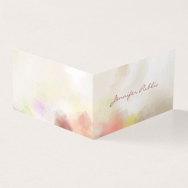 Modern Elegant Abstract Template Hand Script Business Card (Outside)